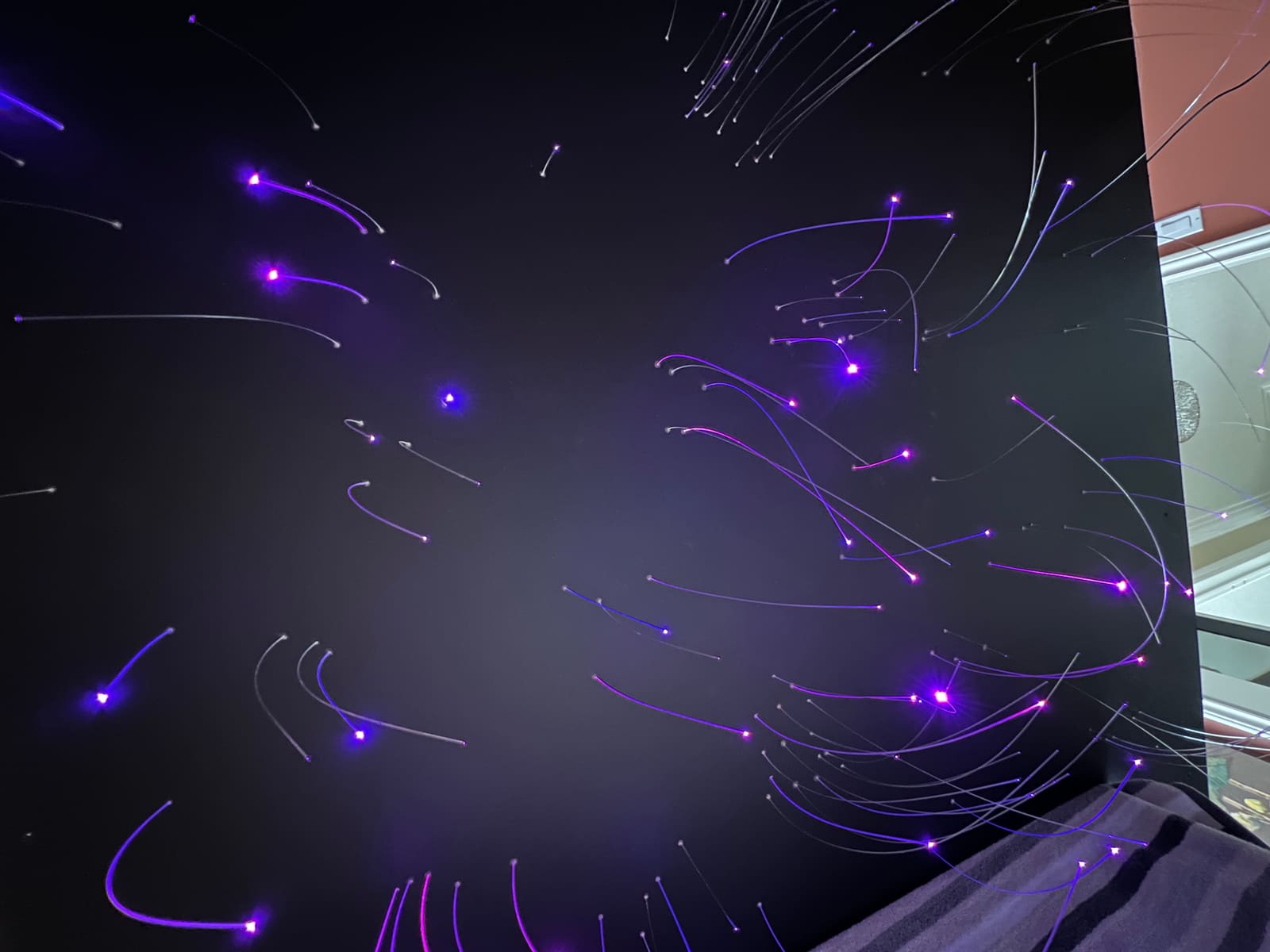 Testing the fibers with the light source on