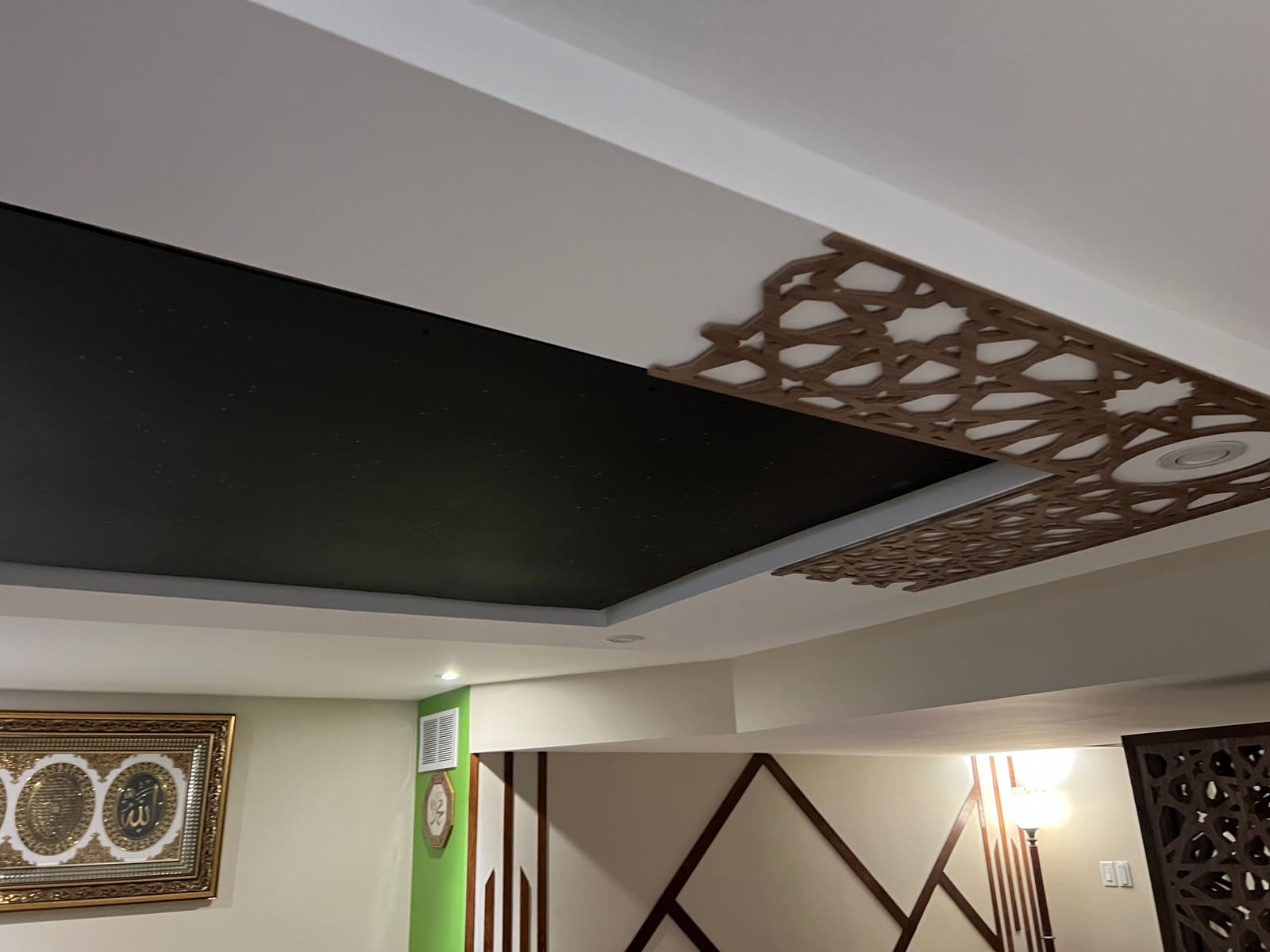 The panel installed in the tray ceiling