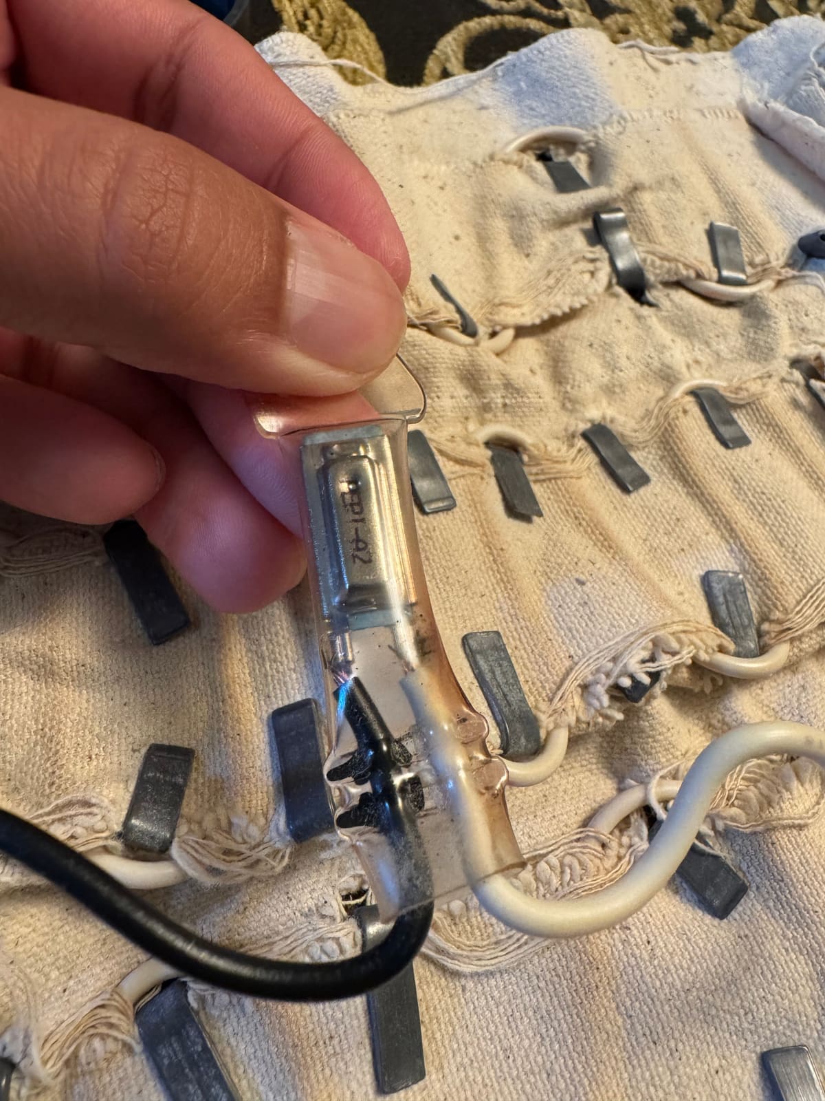 Close-up of the failed temperature sensor
