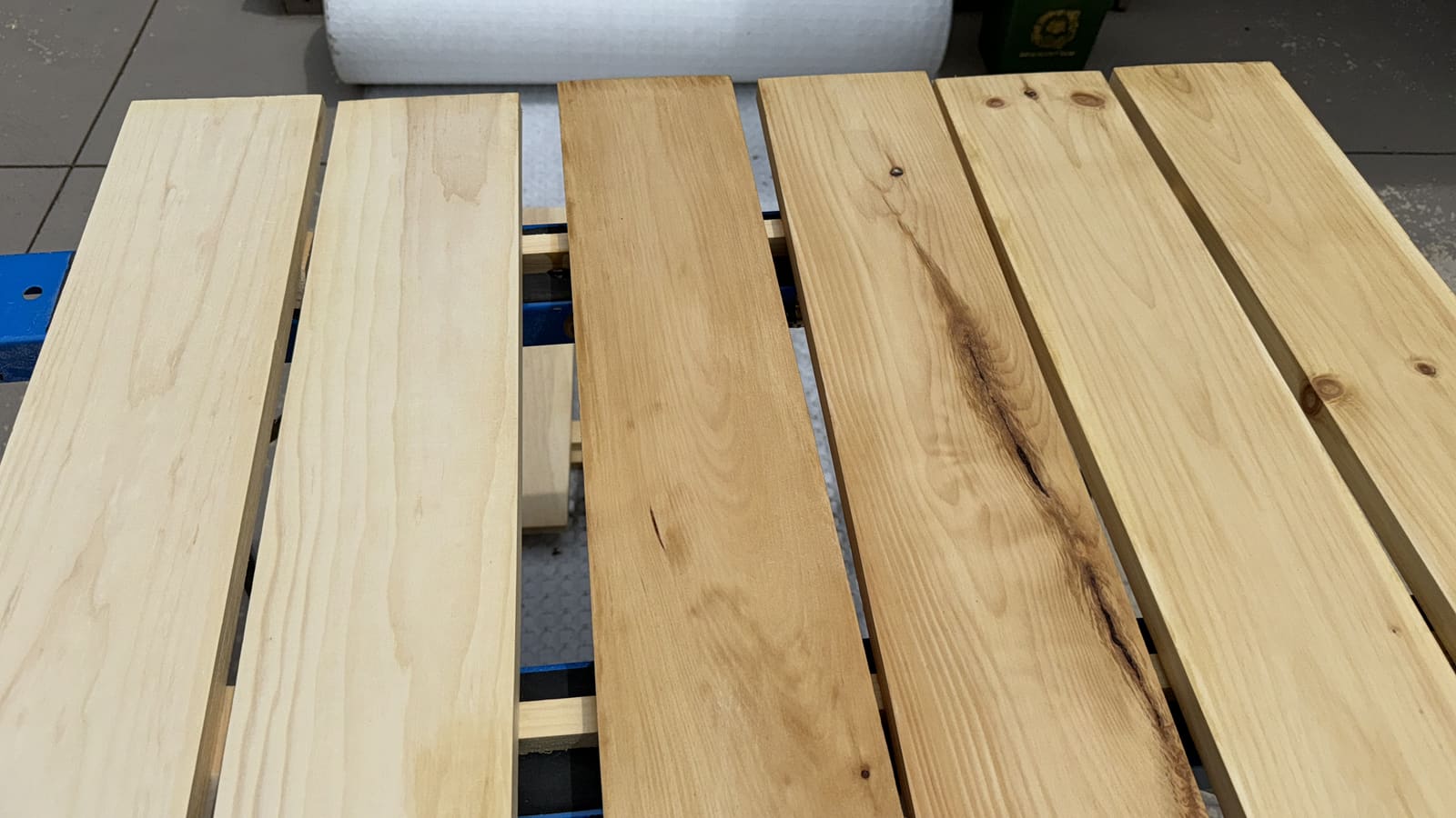 Wood slats for the seat deck